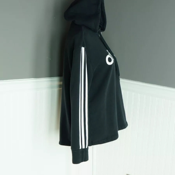 New Adidas Orginal Black Hoodie with Striped Sleeves 2X - Picture 3 of 6